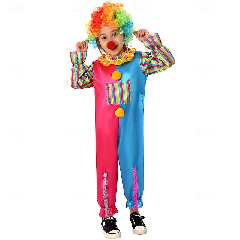 Joker Clown Halloween Outfits Cosplay Wigs Costume Circus Carnival Costume Cosplay Costume Kid's Boys' Girls' Halloween Carnival Mardi Gras Performance Party Easy Halloween Costumes Dress Up - Main Image