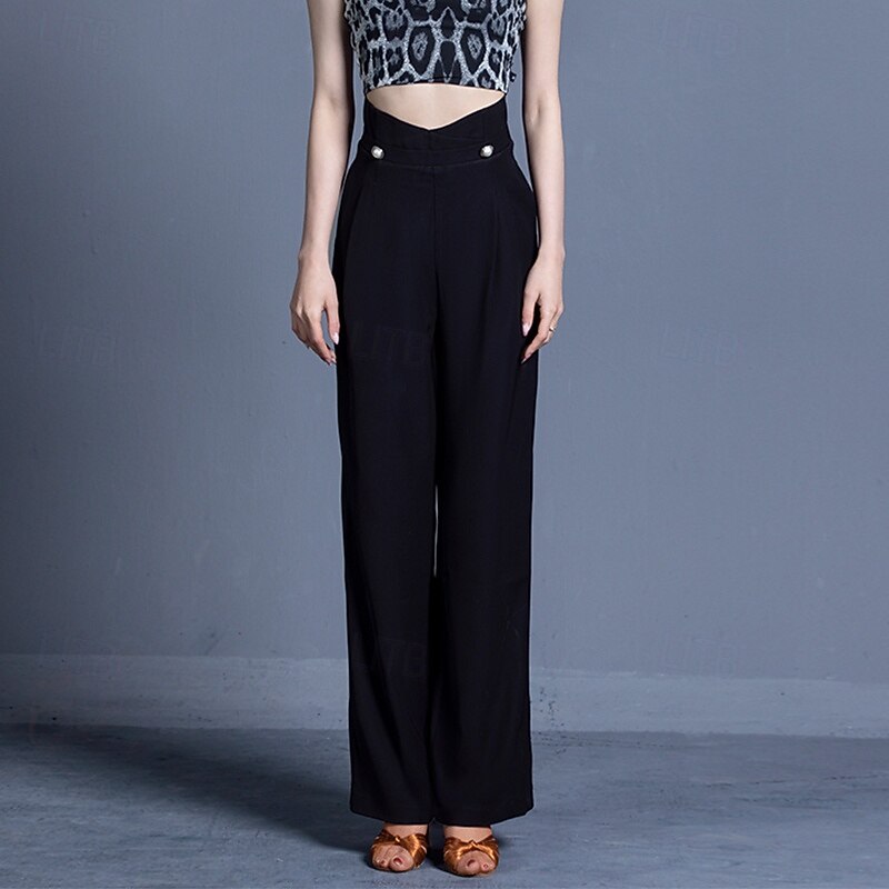 Latin Dance Ballroom Dance Pants Buttons Women's Performance Daily Wear High Spandex4