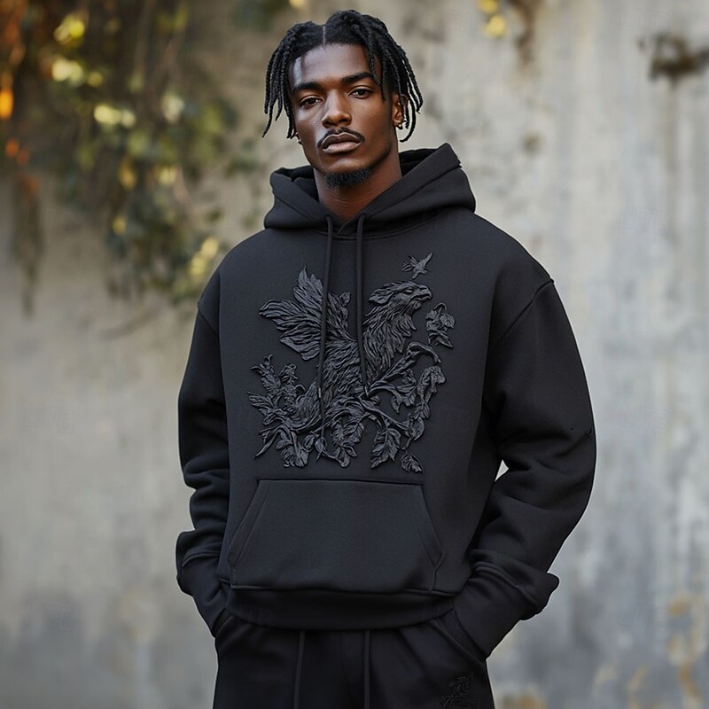 Men's Eagle Hoodies Sweatshirt Fashion Cool Long Sleeve Crew Neck Party Holiday Streetwear Black Purple Drawstring Fall Winter Designer4