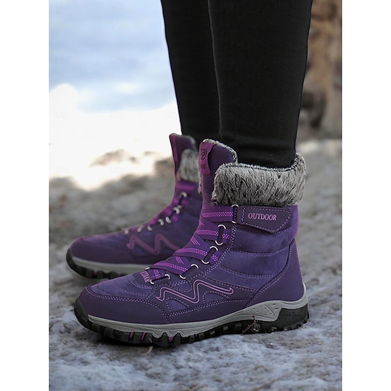 Women's Waterproof Winter Hiking Boots - Insulated Lace-Up Snow Boots with Faux Fur Collar for Outdoor Adventures3