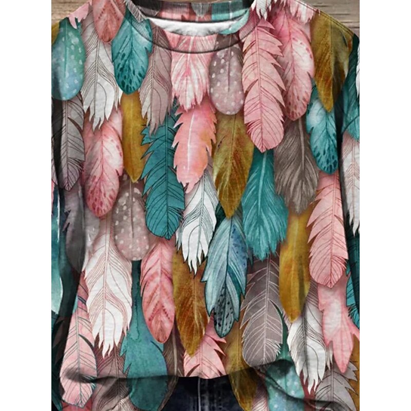 Women's Pullover Casual Graphic Dailywear Casual Crew Neck Print Long Sleeve Pink Fall Winter3