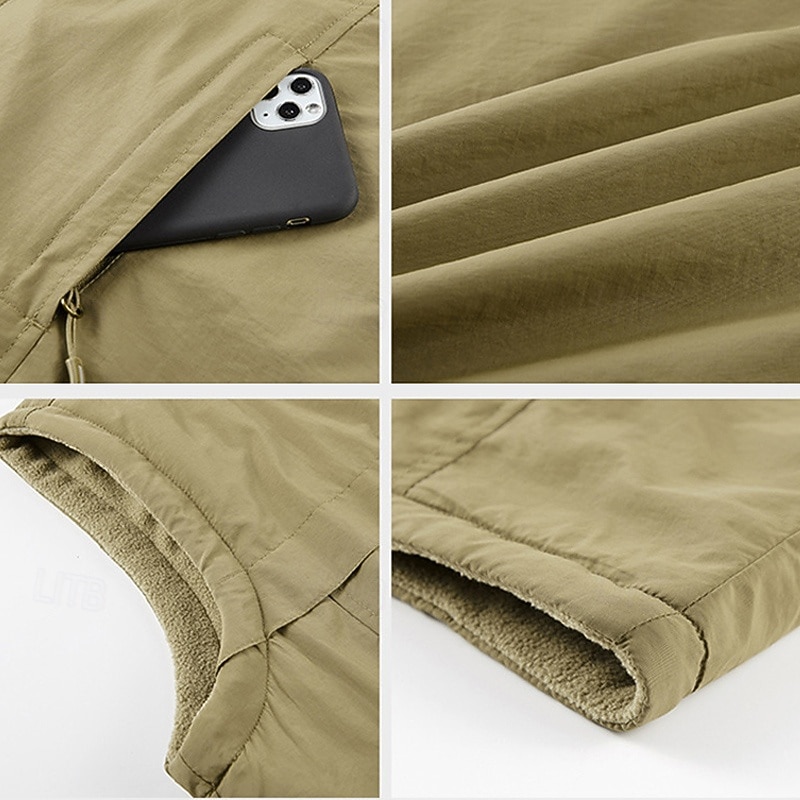 Men's Hiking Vest Hiking Fleece Vest Sleeveless Vest Outdoor Thermal Warm Fleece Lining Comfortable Winter Multiple Pockets Polyester Black Army Green Khaki Hunting Fishing Climbing4