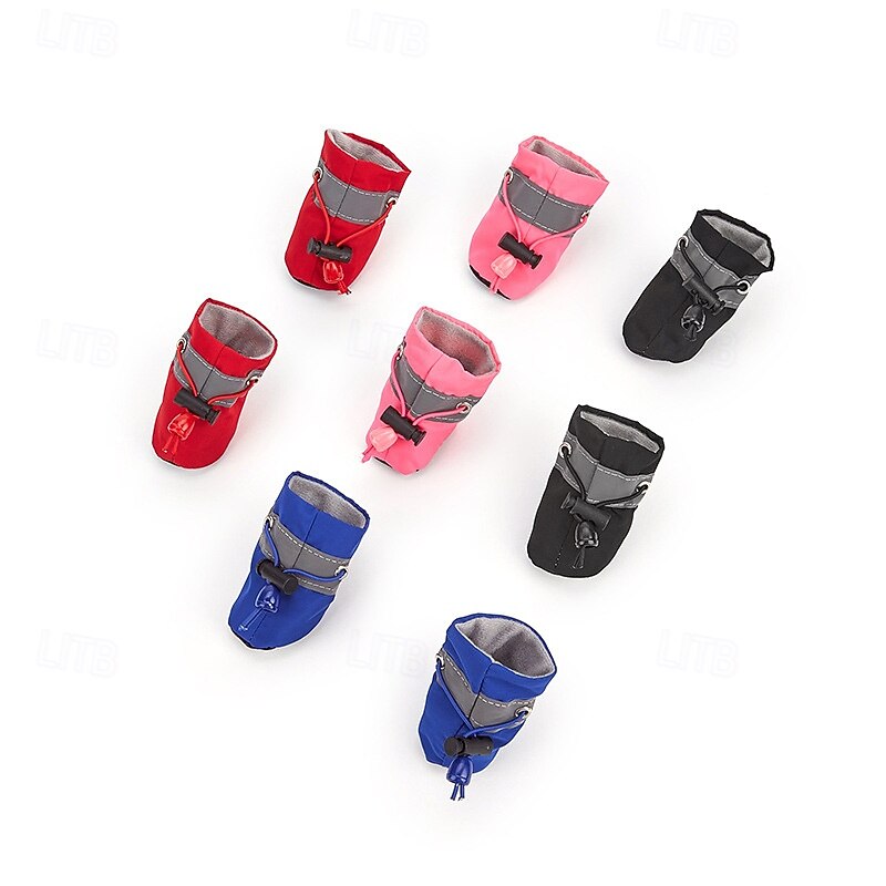 Dog Cat Pets Boots / Shoes Rain Boots Anti-Slip Waterproof Sneaker Solid Colored For Pets Waterproof Fabric Black3