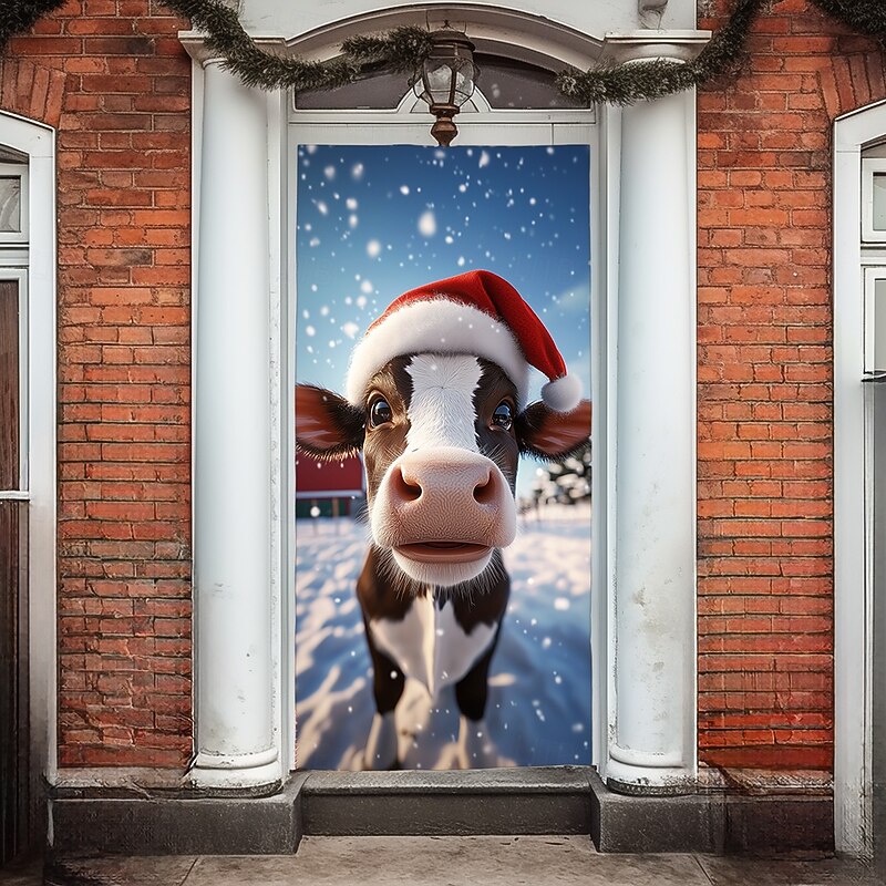 Christmas Door Decorations Door Covers Polar Bears Door Tapestry Door Curtain Decoration Backdrop Indoor/Outdoor Door Banner for Front Door Farmhouse4