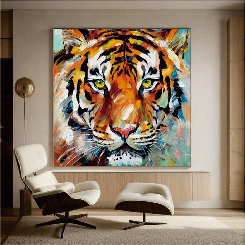 Hand painted Tiger Oil Painting on Canvas Large handmade Abstract Tiger Canvas oil painting Wall Art Modern Impressionist Animal painting Wall Art for Living Room Home dcor