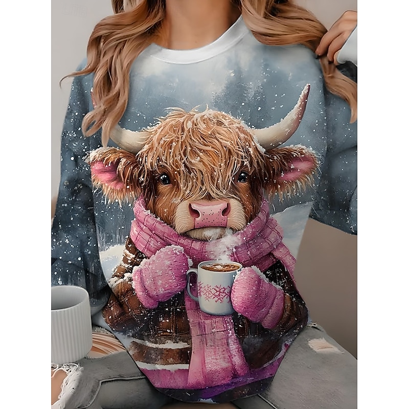 Women's Sweatshirt Pullover Animal Dailywear Holiday Print Casual Hoodie Long Sleeve Micro-elastic Fall Winter Comfrt Breathable Soft Fabric4