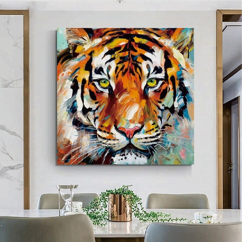 Hand painted Tiger Oil Painting on Canvas Large handmade Abstract Tiger Canvas oil painting Wall Art Modern Impressionist Animal painting Wall Art for Living Room Home dcor4