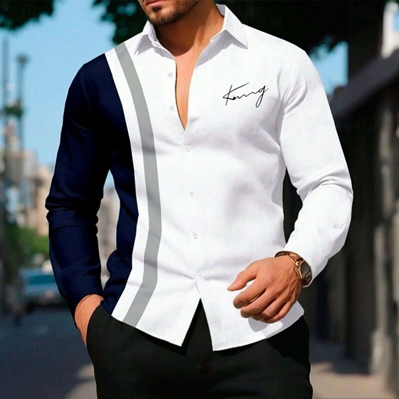 Men's Color Block Western Shirt Button Up Shirt Cowboy Shirt Long Sleeve Casual Outdoor Vacation Daily Fall Winter Spring & Summer Turndown Collared Shirts Button Up 3D Print White
