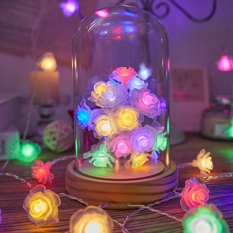 Rose Fairy String Lights LOVE Heart-Shaped Fairy Lights 1.5 10LED 3m 20LED Battery Powered Dandelion Lights Christmas Wedding Birthday Birthday Valentine's Day Home Bedroom Balcony Decoration