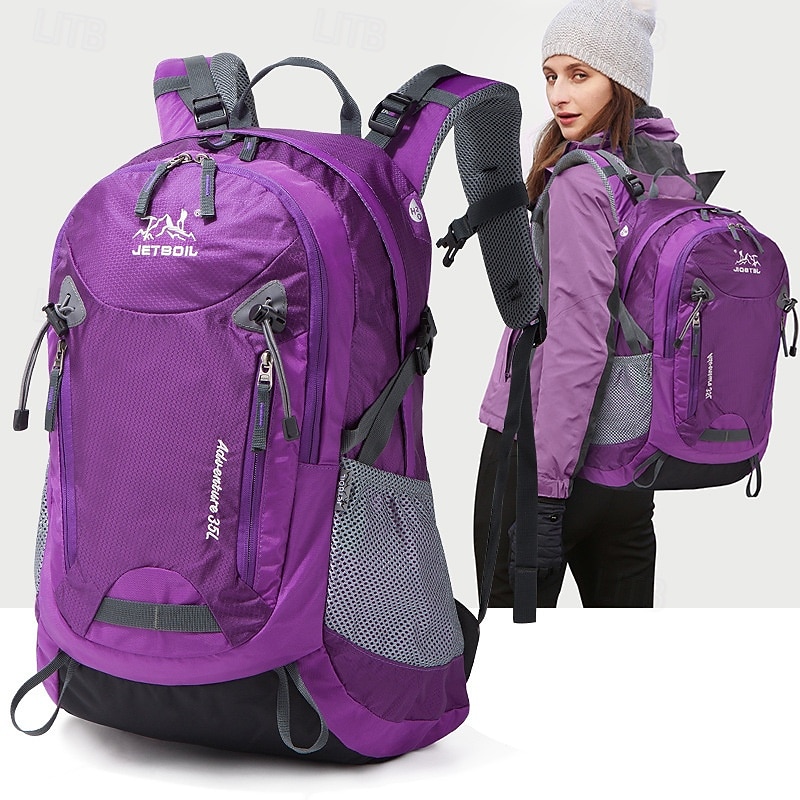 35 L Daypack Rucksack Zipper Multi Pocket Anatomic Design Wearable Durable Outdoor Hiking Camping Military Nylon Black Blue Purple