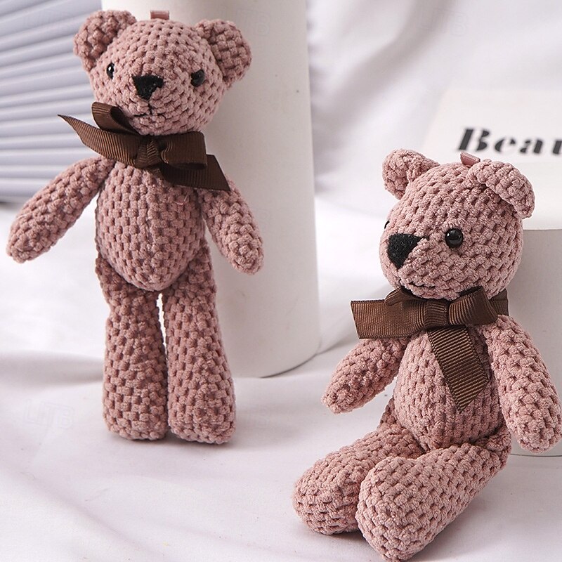10pc 15cm/5.9in Bear Stuffed Plush Toys Cute Dress Key Pendant Dolls Gifts Birthday Wedding Party Decor easter gift Christmas Halloween Gift(5 Colors)2