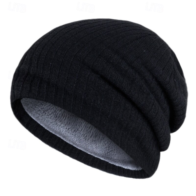Men's Unisex Beanie Hat Winter Hats Beanies Skull Cap Knit Hat Black Wine 100% Acrylic Knitted Cozy Daily Wear Going out Solid / Plain Color Warm3