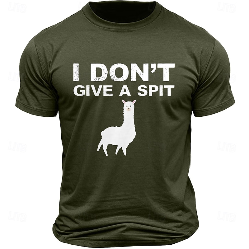 Men's Letter Printed Alpaca T Shirt 100% Cotton Short Sleeve Graphic Shirt Black Deep Blue Army Green Comfortable Tee Vacation Street Fashion Designer Clothing2