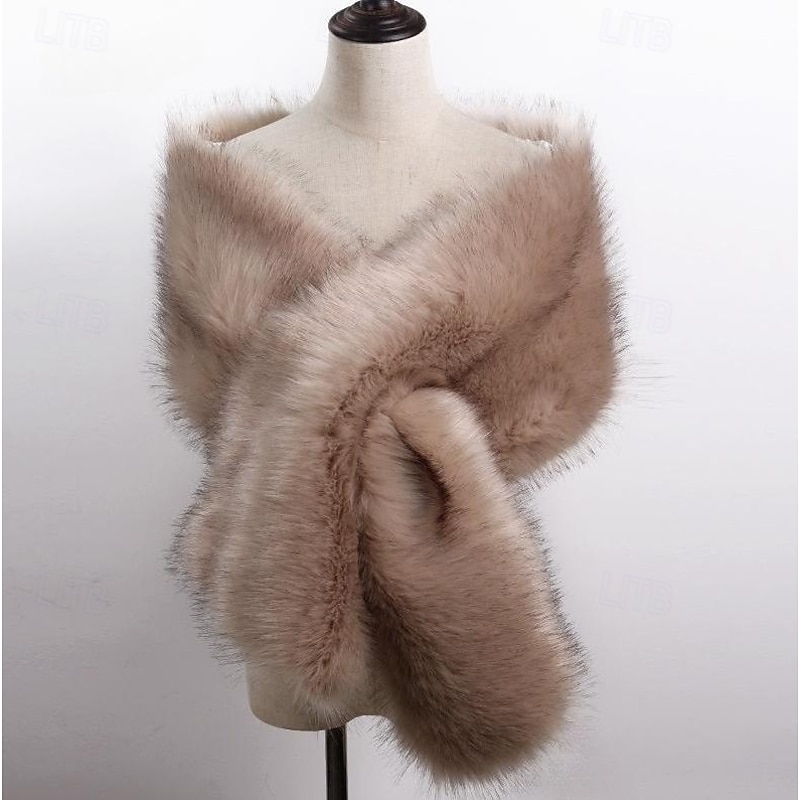 Faux Fur Wraps Elegant Vintage Ladies Sleeveless Faux Fur Wedding Wraps With Pure Color For Wedding Spring2