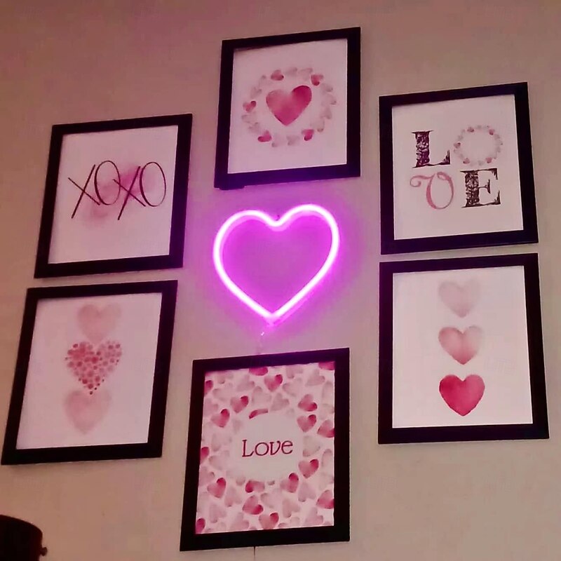 Pink Heart Neon Sign LED Light Battery Operated / USB Powered Table and Wall Decor Lamp for Dorm Girl's Room Mothers Day Valentine's Day Party Birthday Home Christmas Decoration2