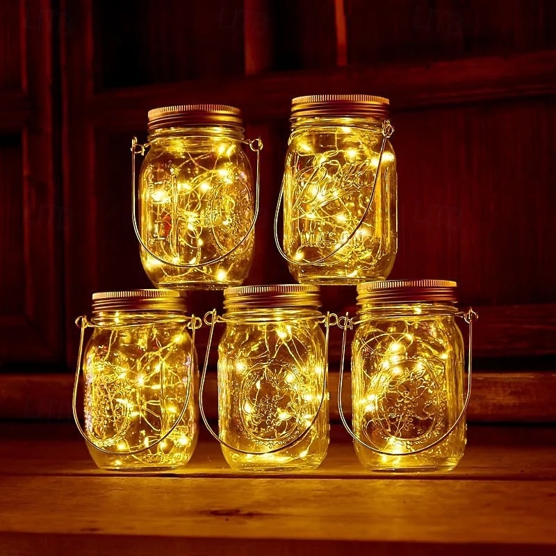 1pc Solar Lantern Fairy Lights Garden Ornament Lights Outdoor Hanging  Glass Mason Jar Lights for Tree Table Yard Garden Patio Lawn Decor3