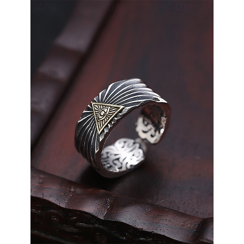 Men's Adjustable Vintage Ring - Eye of Providence Design, Perfect for Gothic and Boho Styles
