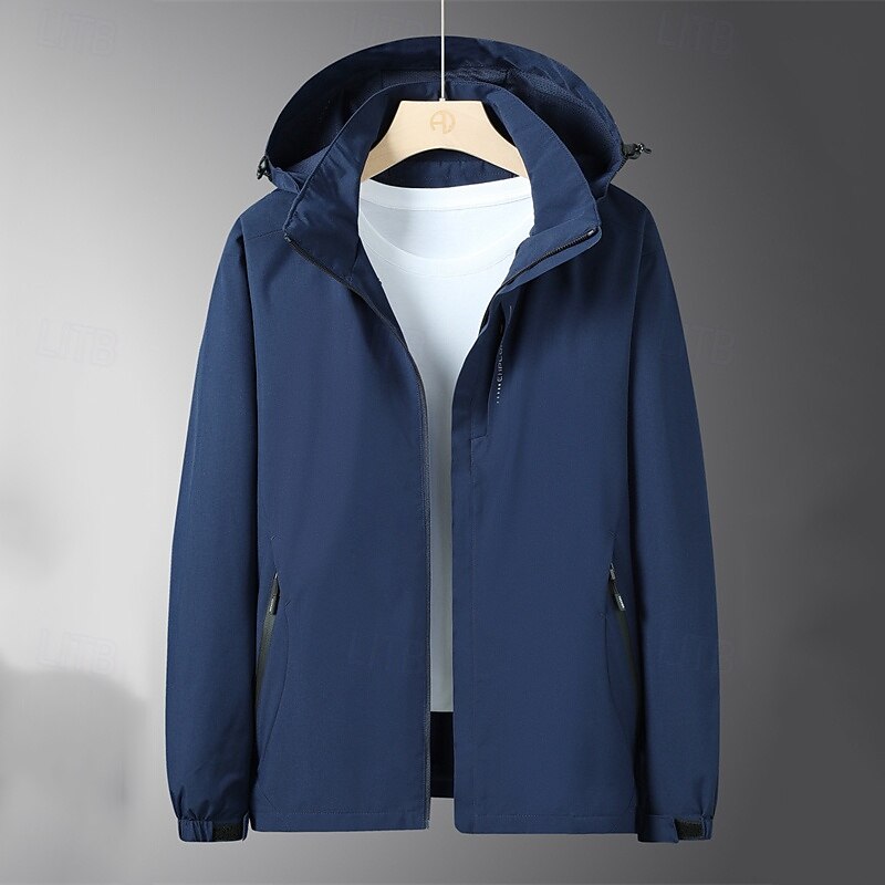 Men's Softshell Jacket Hiking Jacket Outdoor Windproof Water Resistant Lightweight Jacket Windbreaker Jacket Traveling Black White Navy Blue Blue3