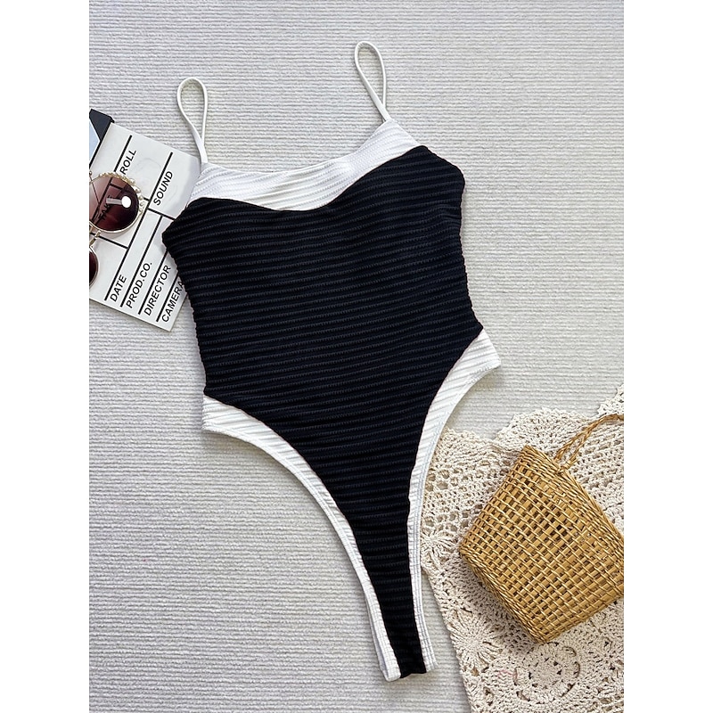 Women's Swimwear One Piece Monokini Swimsuit Backless Tummy Control High Waist Slim Vacation Beach Wear Ombre Halter Neck Sleeveless Bathing Suits3