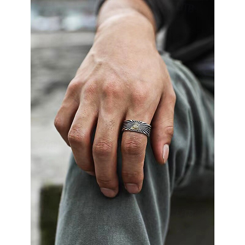Men's Adjustable Vintage Ring - Eye of Providence Design, Perfect for Gothic and Boho Styles3
