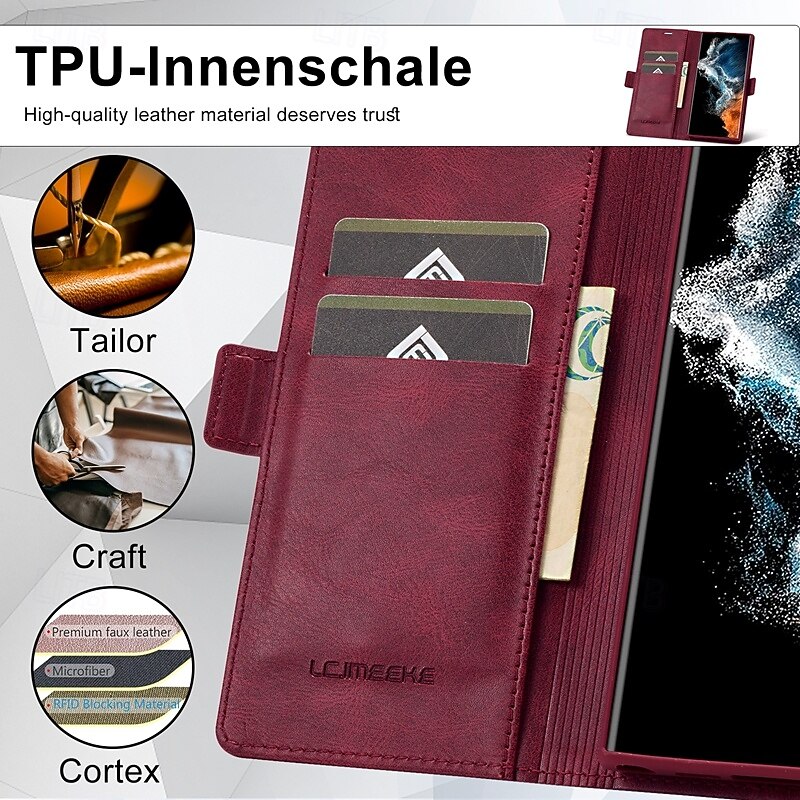 Phone Case For Samsung Galaxy S24 S24 FE S23 S22 S21 Ultra Plus A14 A34 A54 A53 A13 Flip Cover with Stand Holder Magnetic Card Slot Retro TPU PU Leather3