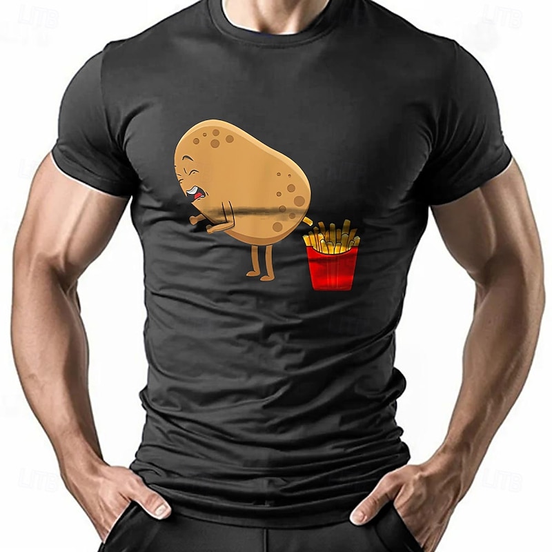 Men's Funny Potato T Shirt Short Sleeve T shirt 3D Print Crew Neck Shirt Fashion Athleisure Street Sports Outdoor Daily Black White Red Summer Spring Clothing Apparel S M L XL XXL XXXL3
