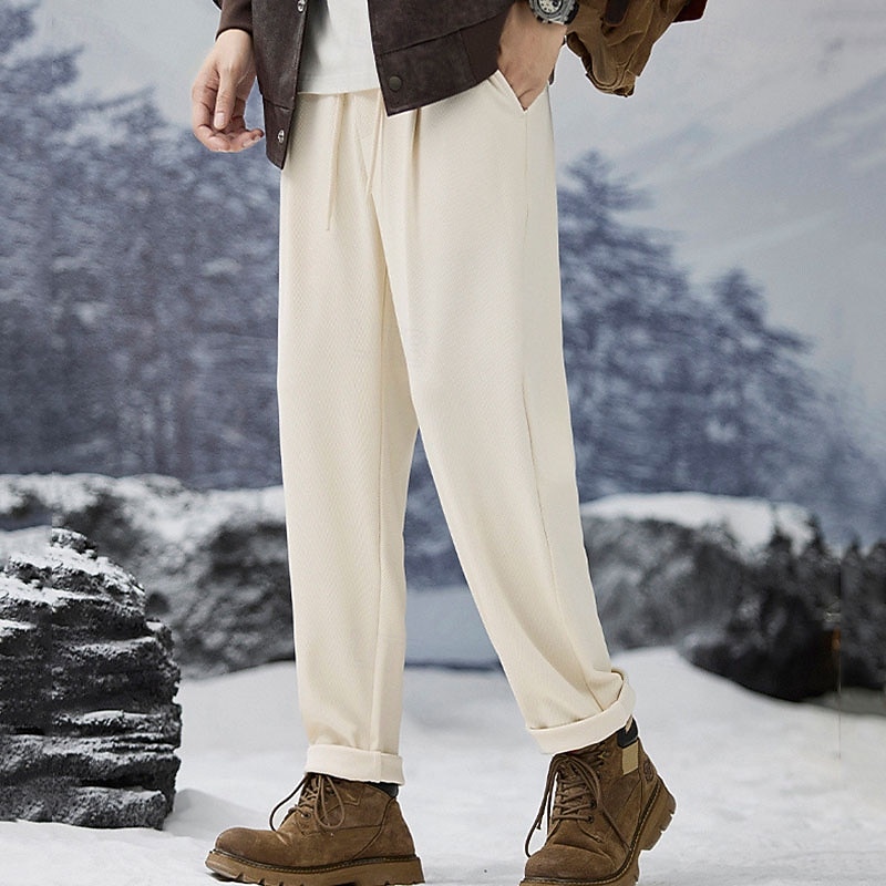 Men's Athletic Pants Sweatpants Trousers Straight Leg Sweatpants Pocket Drawstring Elastic Waist Plain Comfort Sports Outdoor Daily Fashion Casual Black Apricot Micro-elastic