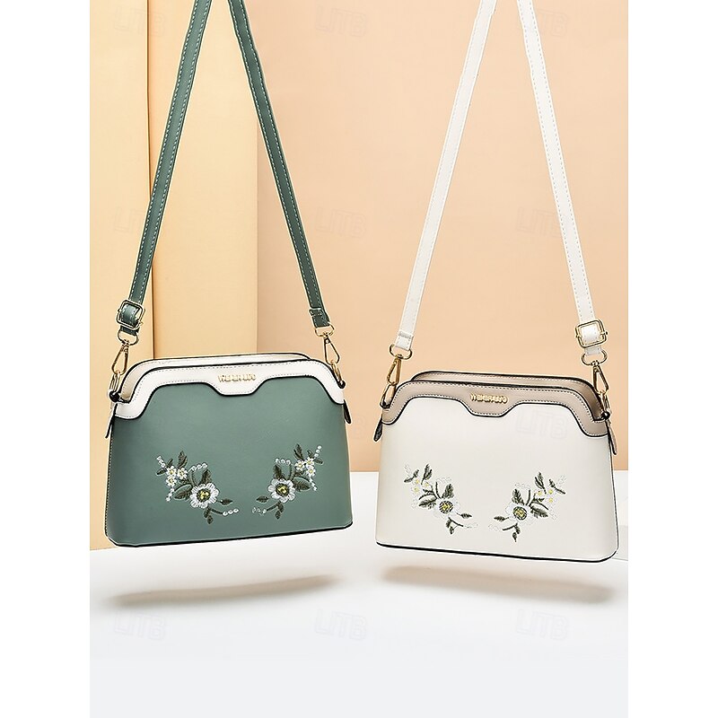 Women's Floral Embroidered Crossbody Bag – Elegant Shoulder Bag with Adjustable Strap, Perfect for Casual and Formal Occasions