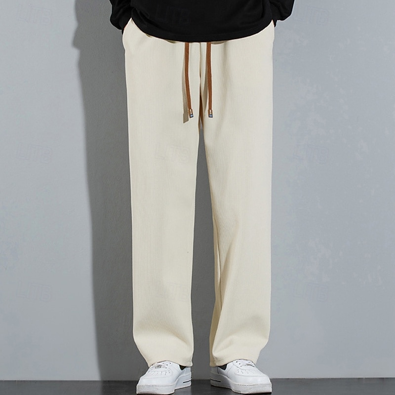 Men's Sweatpants Trousers Straight Leg Sweatpants Pocket Drawstring Elastic Waist Plain Comfort Sports Outdoor Daily Fashion Casual Black Beige Micro-elastic3