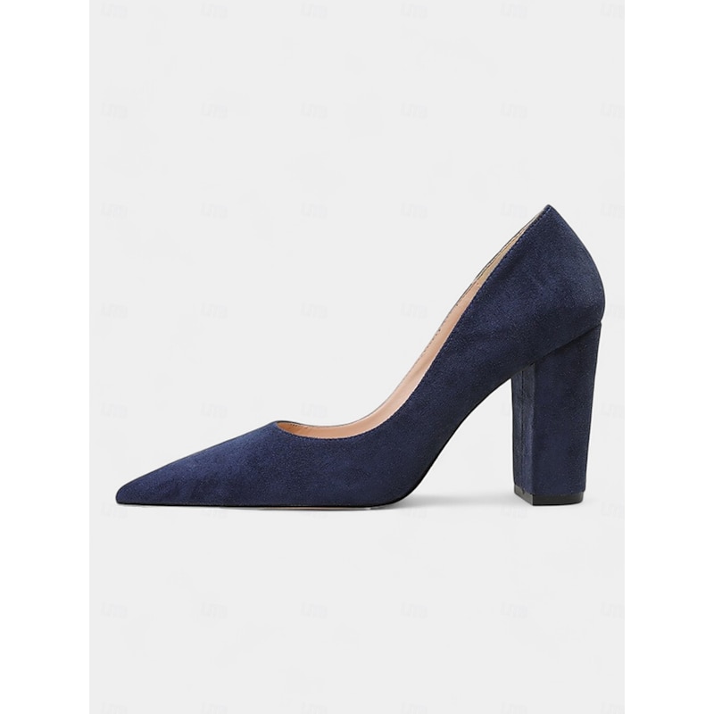 Women's Classic Suede Pointed Toe High Heels | Block Heel Pumps for Work & Parties