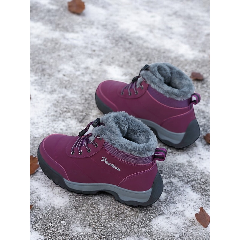 Women's Waterproof Winter Hiking Boots with Faux Fur Lining, Non-Slip Sole, and Lace-Up Design – Ideal for Outdoor Snow and Cold Weather2