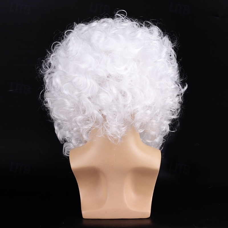 Santa Claus Beard And Wig Set White Beard And Wig Curly Christmas Costume Wig For Men
