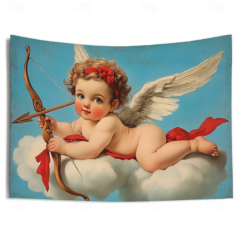 Wedding Decorations Backdrop Photograph Wall Hanging Large Tapestry Art Mural Decor Blanket Curtain Home Bedroom Living Room Decoration Cupido Love4