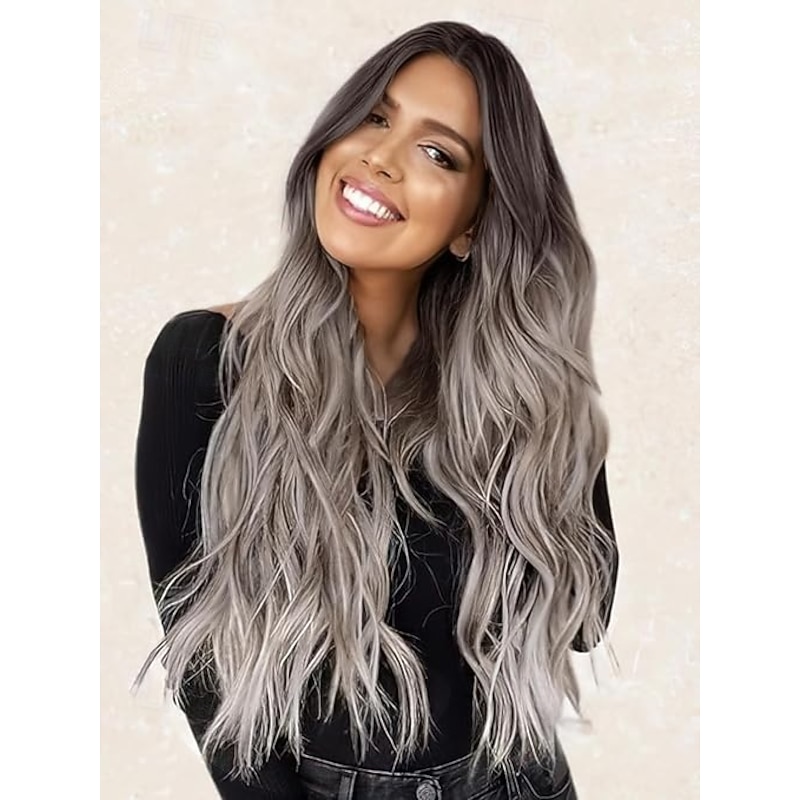 Long  Wigs for Women Middle Part Wig Long Curly Wavy Synthetic Wigs for Daily Party Use3