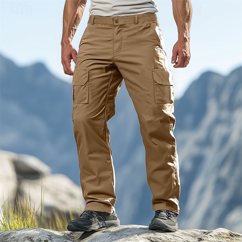 Men's Cargo Pants Cargo Trousers Trousers Hiking Pants Pocket Elastic Waist Straight Leg Plain Comfort Wearable Full Length Outdoor Daily Camping & Hiking Fashion Casual Black Navy Blue