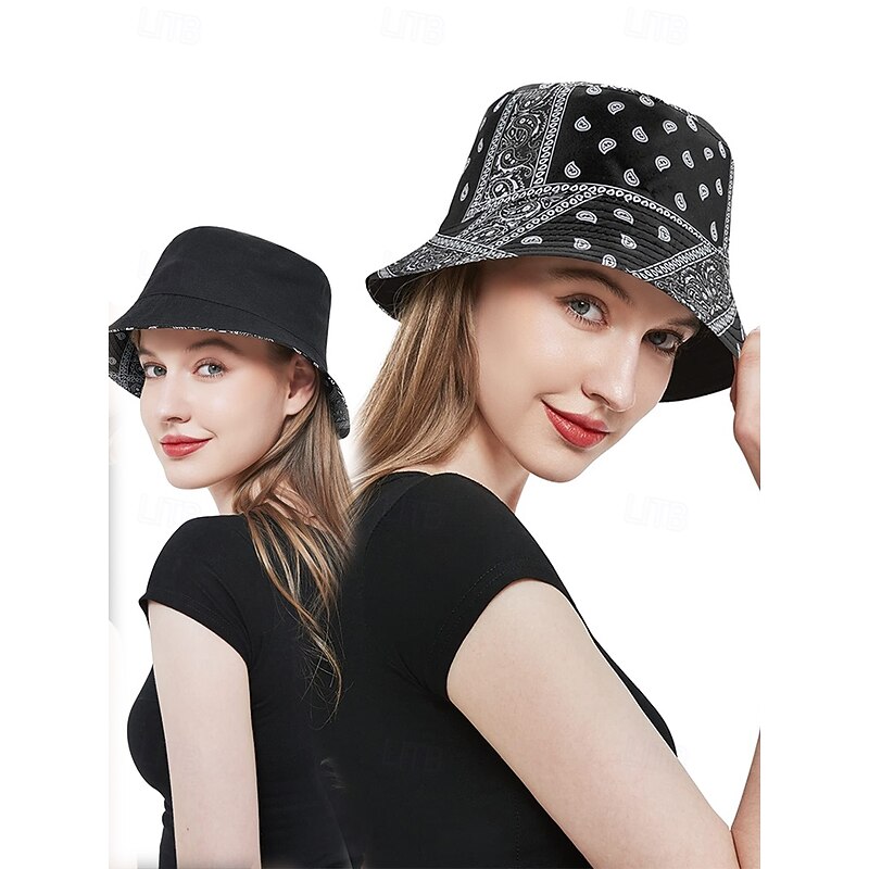 Men's Women's Colorful Patchwork Bandana Bucket Hat – Retro Paisley Print Reversible Summer Hat for Outdoor Fashion2