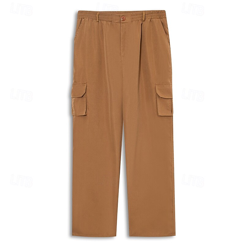 Men's Cargo Pants Cargo Trousers Trousers Hiking Pants Pocket Elastic Waist Straight Leg Plain Comfort Wearable Full Length Outdoor Daily Camping & Hiking Fashion Casual Black Navy Blue2