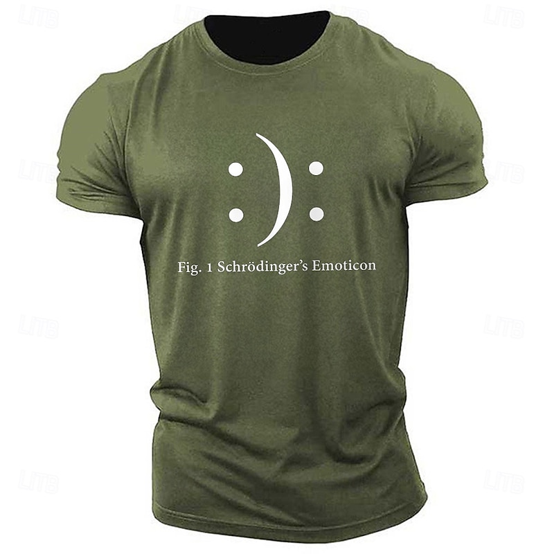Men's Funny Smile Face T Shirt Tee Top 100% Cotton Short Sleeve Graphic Shirt Black Army Green Dark Blue Comfortable Tee Street Sports Outdoor Fashion Designer Clothing