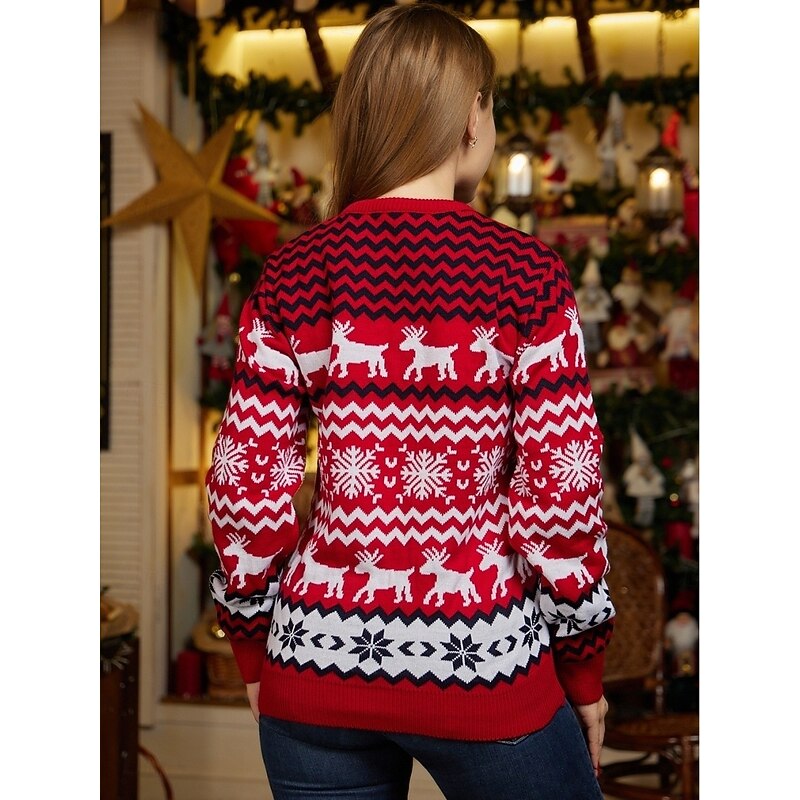 Reindeer Ugly Christmas Sweater Pullover Jumper Couples Family Matching Knitted Top Men's Women's Christmas New Year Christmas Eve Christmas Novelty Funny Adults Christmas Gift4