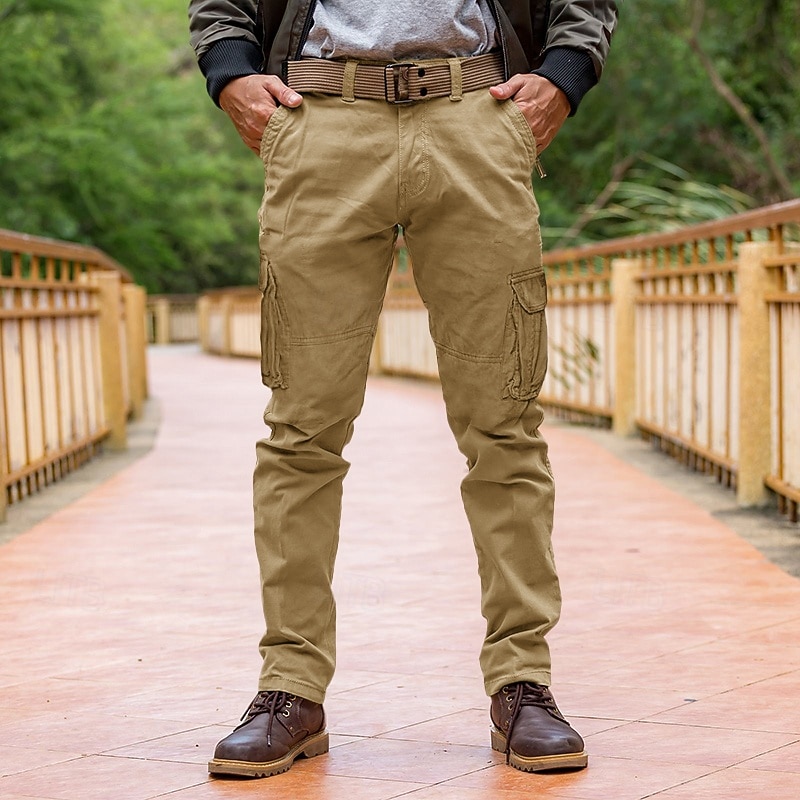Men's Cargo Pants Cargo Trousers Trousers Casual Pants Multi Pocket Straight Leg Plain Comfort Soft Full Length Outdoor Daily Camping & Hiking Fashion Streetwear Black Navy Blue3