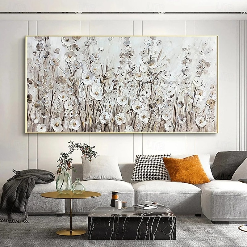 Handmade tree oil painting large Hand Painted white flower Oil Painting Wall Purole Flower Landscape Painting Home Decoration Decoration flower oil painting tree picture artwork
