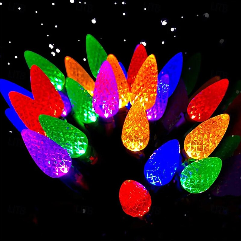 Elegant Wedding Reception Party Solar Sakura Christmas String Lights 5M/6.5M/7M Outdoor Waterproof Patio Lights, Strawberry Style, for New Year, Wedding, Party Decor2