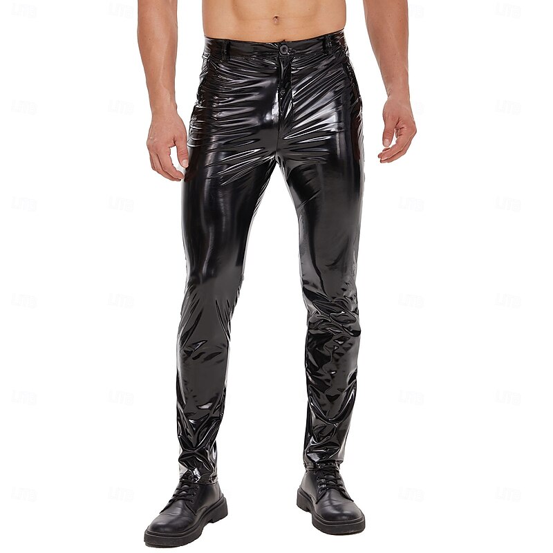 Pants Trousers Bodysuit Carnival Costume Men's Shiny Metallic Spandex Costume for Performance Club Pole Dance Halloween Carnival Masquerade Adults'