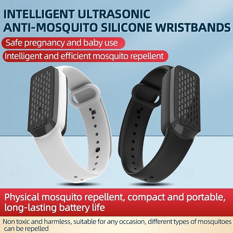 Ultrasonic Mosquito Repellent Bracelet – Waterproof Anti-Bug Wristband with Time Display for Indoor and Outdoor Use