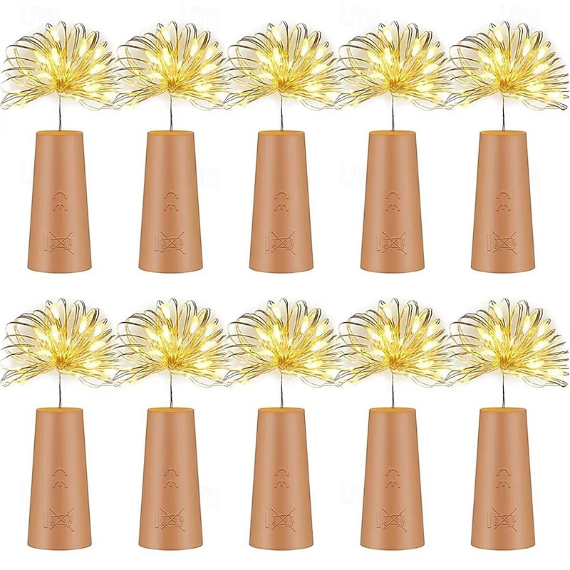 Elegant Wedding Reception Party 30pcs/10pcs LED Wine Bottle String Lights with Cork, 1m/2m 20 LEDs, Battery-Powered  Bottle Lights for Party Wedding Christmas Halloween Bar Decor Lamp2