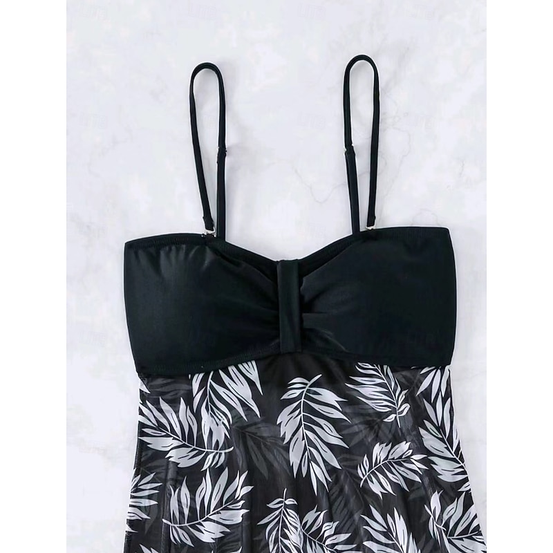 Women's Swimwear Tankini Swimsuit Vacation Tropical Floral Sleeveless Bathing Suits3