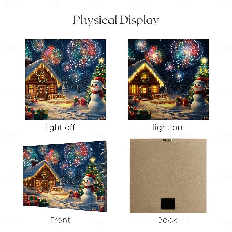 Christmas Snowman Christmas Tree LED Canvas Wall Art LED Lighted Up Wall Decor 2AA Battery Operated Lighted Canvas Print LED Light Kitchen Bedroom or Home Decor4