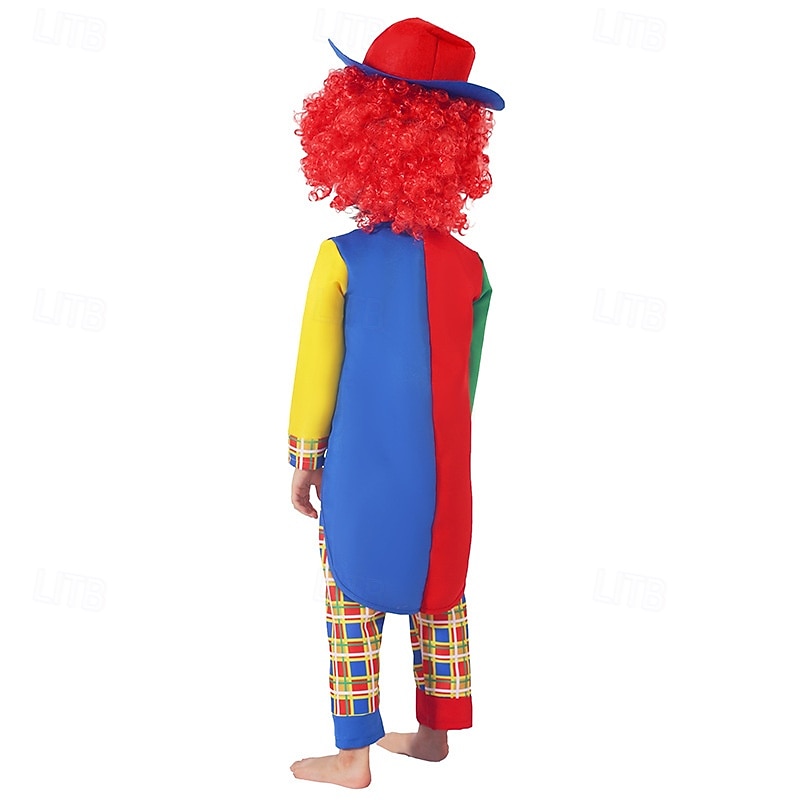 Joker Clown Halloween Outfits Cosplay Wigs Costume Circus Carnival Costume Cosplay Funny Costume Kid's Boys' Girls' Halloween Carnival Mardi Gras Performance Party Easy Halloween Costumes Dress Up3