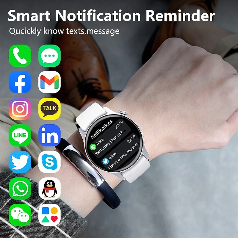 F207 Smart Watch 1.35 inch Smartwatch Fitness Running Watch Bluetooth Temperature Monitoring Pedometer Call Reminder Compatible with Android iOS Women Men Long Standby Hands-Free Calls Waterproof IP3