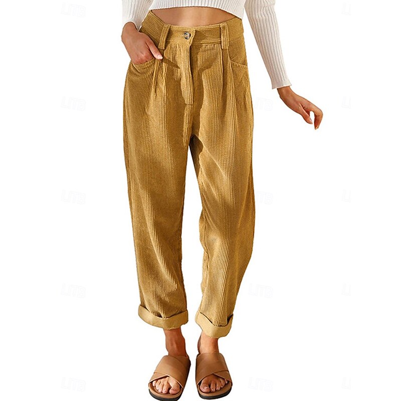 Women's Chinos Full Length Solid Color Army Green Pink Khaki Spring &  Fall